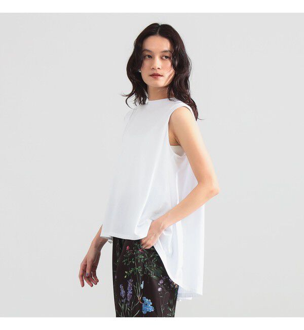 Demi-Luxe BEAMS 「コットン バックフレア ノースリーブ プルオーバー」|Tシャツ・カットソー|