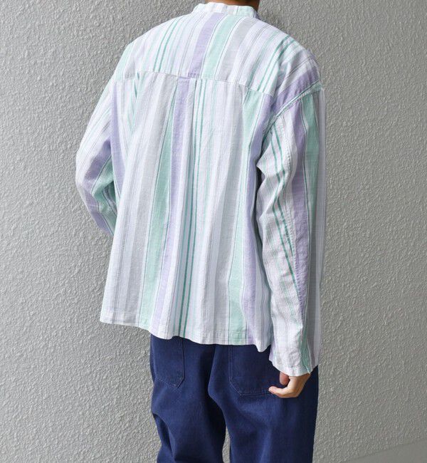 SHIPS any「SHIPS any: BEZ TEXTILE マルチカラー ストライプ / ソリッド  スタンドカラー シャツ◇」|シャツ・ブラウス|