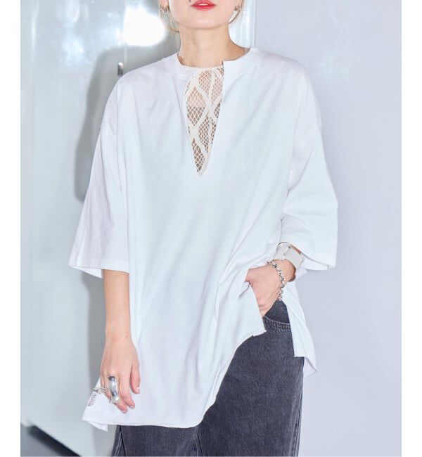  「EUCHRONIA 別注 LACE SHORT SLEEVE 002250802：カットソー」|Tシャツ・カットソー|