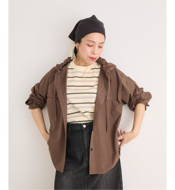 IENA LA BOUCLE「《洗濯機洗い可》IENA LA BOUCLE ライトタフタフーテッドシャツ」|シャツ・ブラウス|