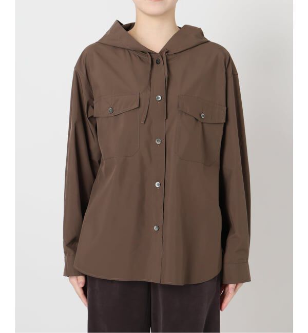 IENA LA BOUCLE「《洗濯機洗い可》IENA LA BOUCLE ライトタフタフーテッドシャツ」|シャツ・ブラウス|