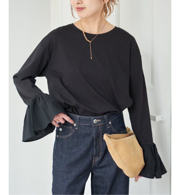 Spick and Span「《追加》フリルスリーブクルーネックTEE」|Tシャツ・カットソー|