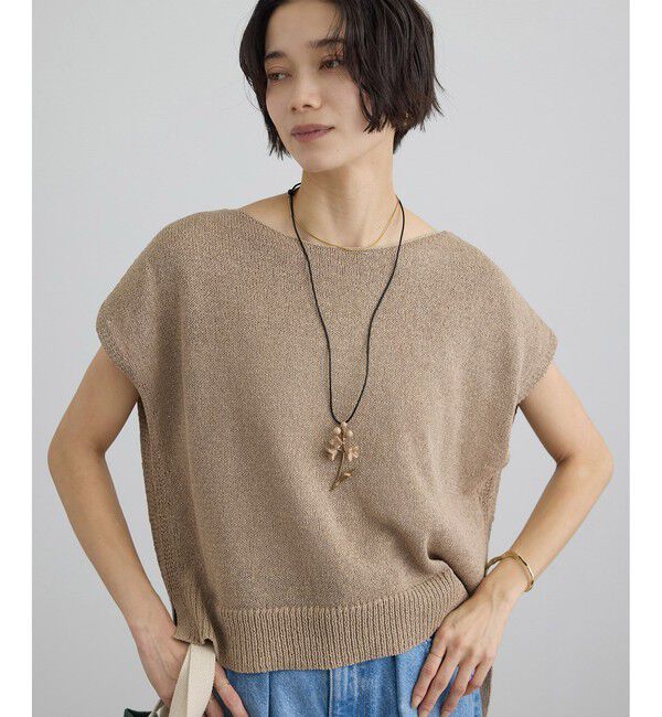 SALON adam et rope'「ペーパーヤーンフレンチスリーブプルオーバー［手洗い可/和紙素材］」|Tシャツ・カットソー|