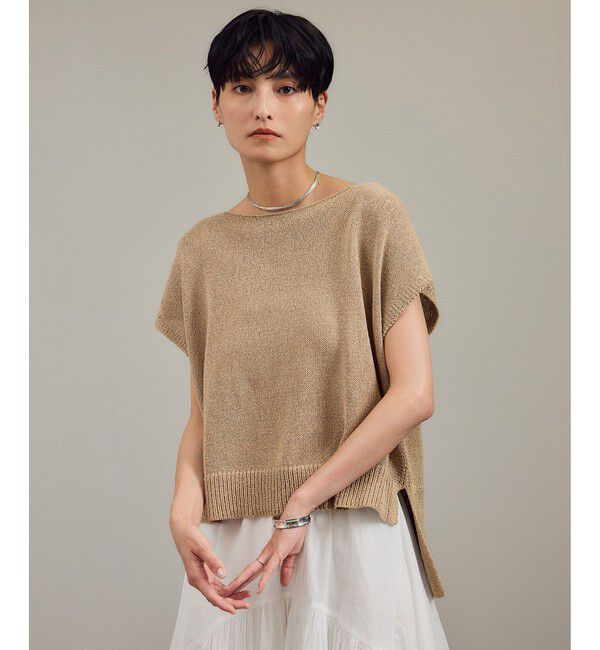 SALON adam et rope'「ペーパーヤーンフレンチスリーブプルオーバー［手洗い可/和紙素材］」|Tシャツ・カットソー|