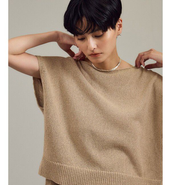 SALON adam et rope'「ペーパーヤーンフレンチスリーブプルオーバー［手洗い可/和紙素材］」|Tシャツ・カットソー|