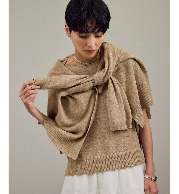 SALON adam et rope'「ペーパーヤーンフレンチスリーブプルオーバー［手洗い可/和紙素材］」|Tシャツ・カットソー|
