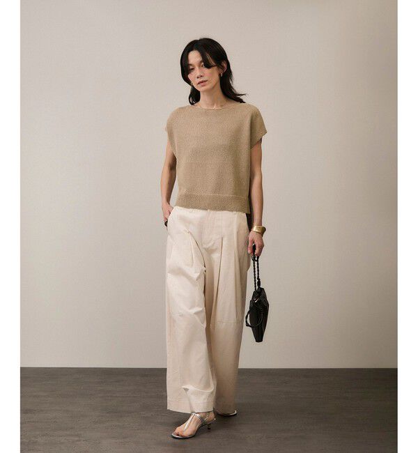 SALON adam et rope'「ペーパーヤーンフレンチスリーブプルオーバー［手洗い可/和紙素材］」|Tシャツ・カットソー|