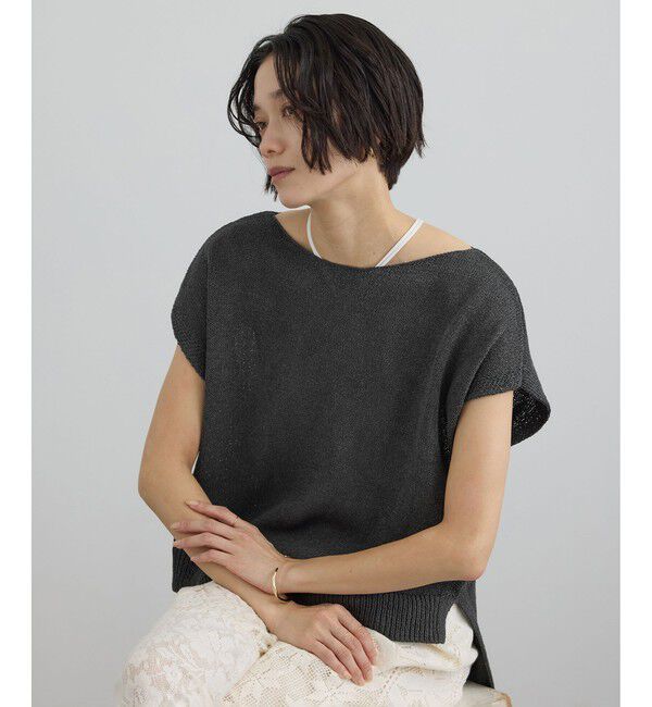 SALON adam et rope'「ペーパーヤーンフレンチスリーブプルオーバー［手洗い可/和紙素材］」|Tシャツ・カットソー|