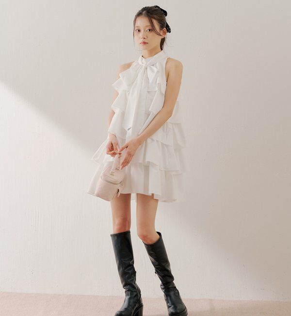  「2wayリボンティアードミニワンピース」|ワンピース|