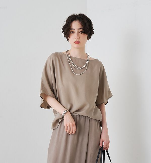 Rouge vif「【セットアップ対応】キュプラフィブリルアシンメトリーブラウス【予約】」|シャツ・ブラウス|