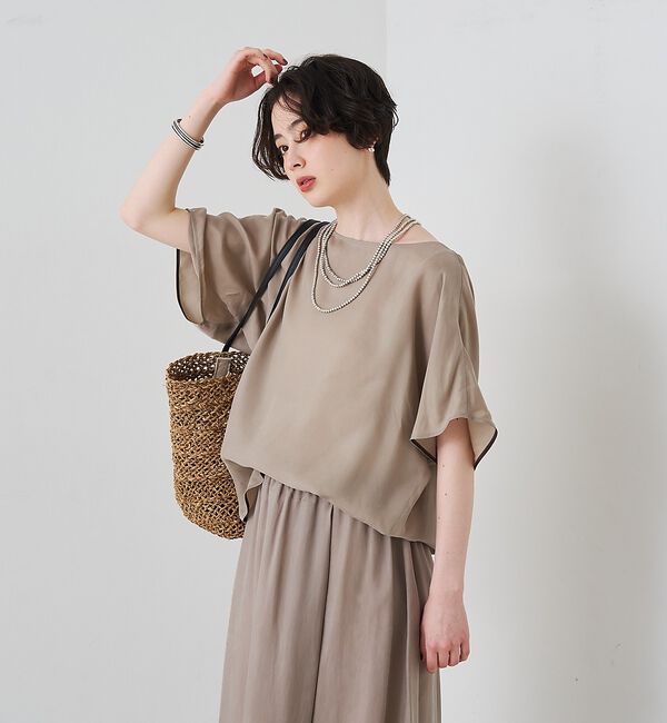 Rouge vif「【セットアップ対応】キュプラフィブリルアシンメトリーブラウス【予約】」|シャツ・ブラウス|