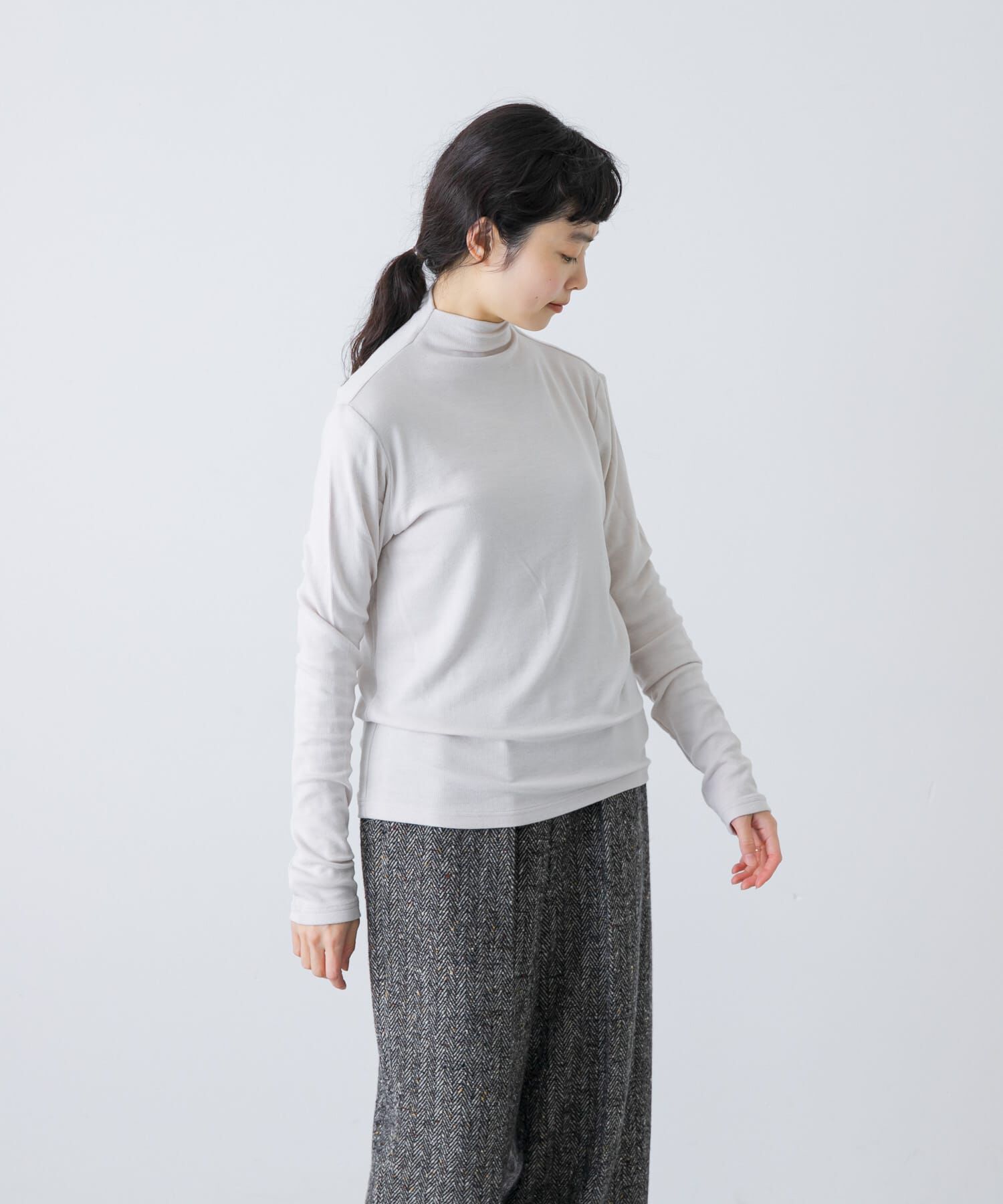 かぐれ「ボトルネックソフトリブカットソー」|Tシャツ・カットソー|
