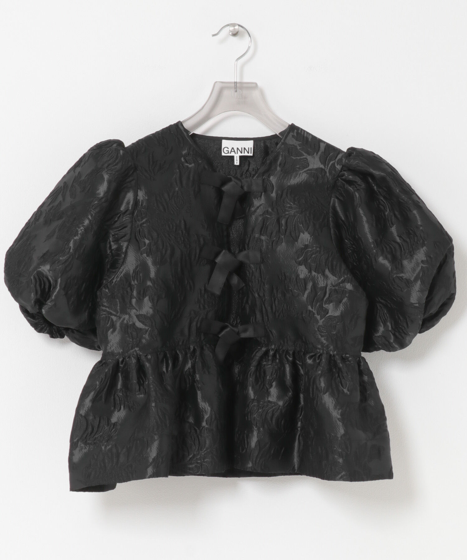 URBAN RESEARCH「GANNI　SATIN CLOQUE PEPLUM BLOUSE」|シャツ・ブラウス|ブラック