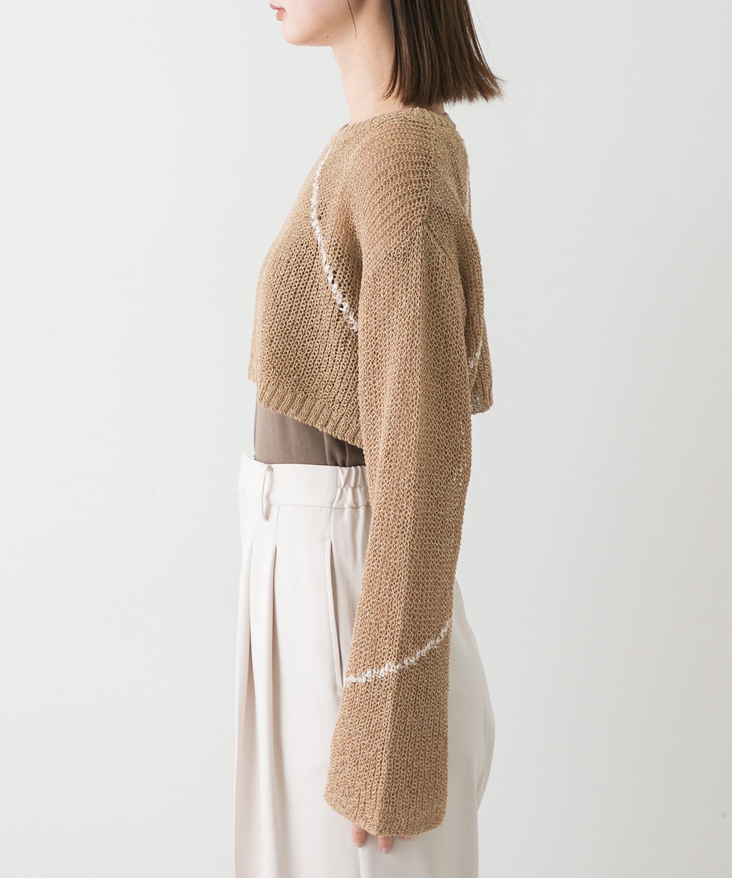 SENSE OF PLACE by URBAN RESEARCH「メッシュクロップドステッチセーター」|ニット・セーター|