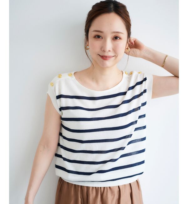 le.coeur blanc「ショルダーボタンフレンチニット」|ニット・セーター|