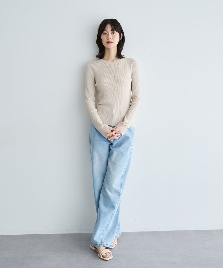 YECCA VECCA「袖口シアーリブニット」|ニット・セーター|