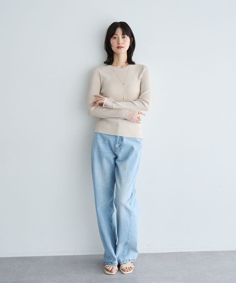 YECCA VECCA「袖口シアーリブニット」|ニット・セーター|