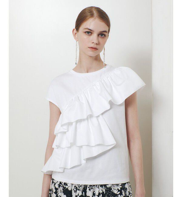 LOULOU WILLOUGHBY「【LOULOU WILLOUGHBY】スパイラルフリルＴシャツ」|Tシャツ・カットソー|