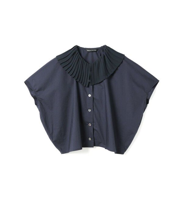 mizuiro ind「mizuiro ind プリーツカラーシャツ」|シャツ・ブラウス|ネイビー