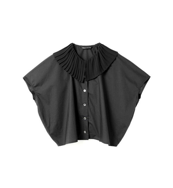 mizuiro ind「mizuiro ind プリーツカラーシャツ」|シャツ・ブラウス|ブラック