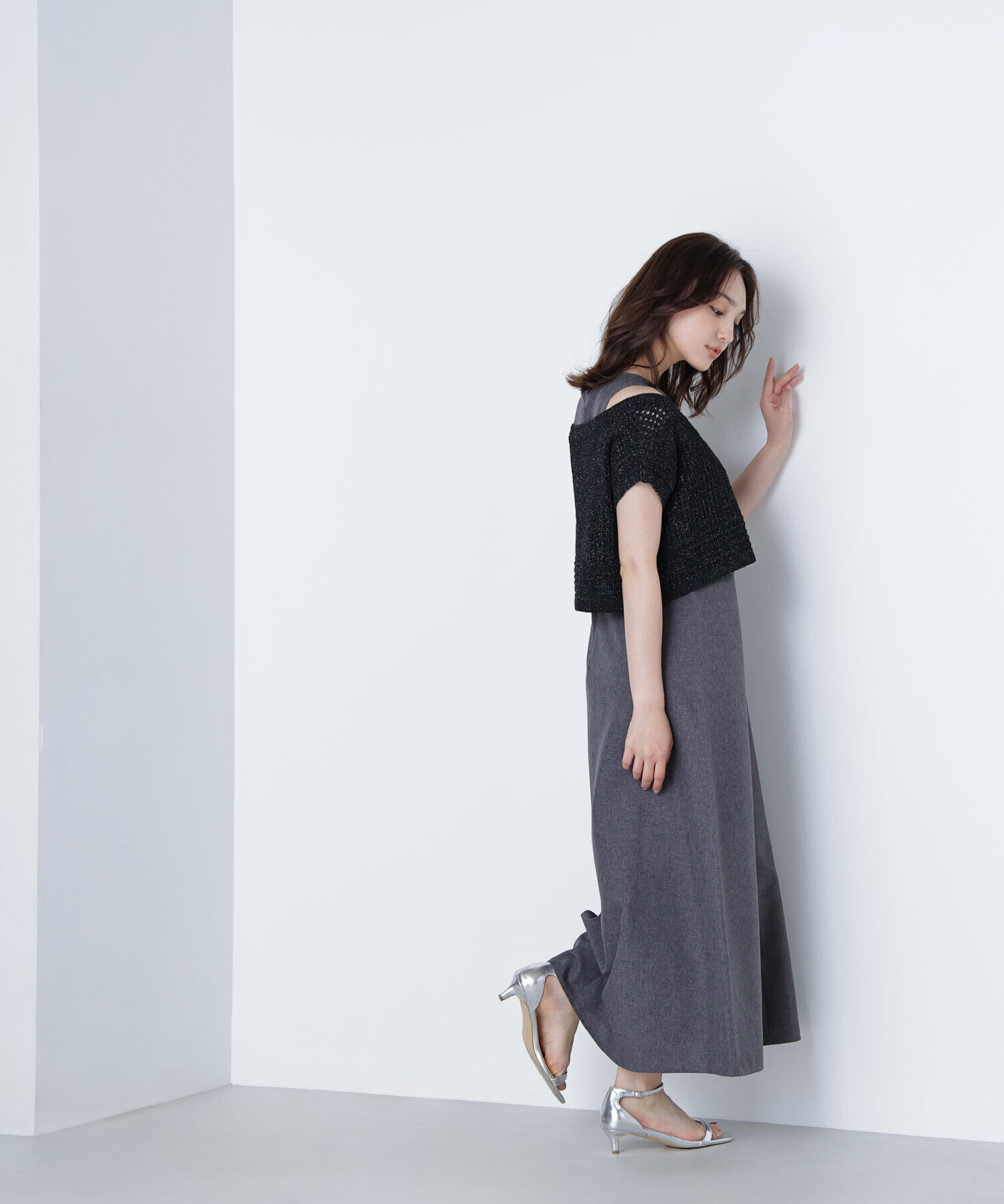  「透かし編みニット＆アメスリワンピース」|ワンピース|