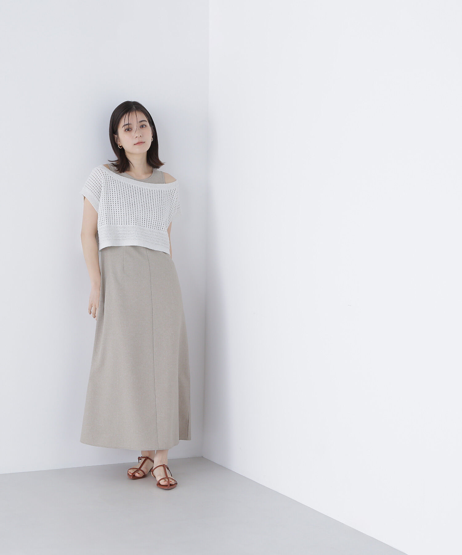  「透かし編みニット＆アメスリワンピース」|ワンピース|