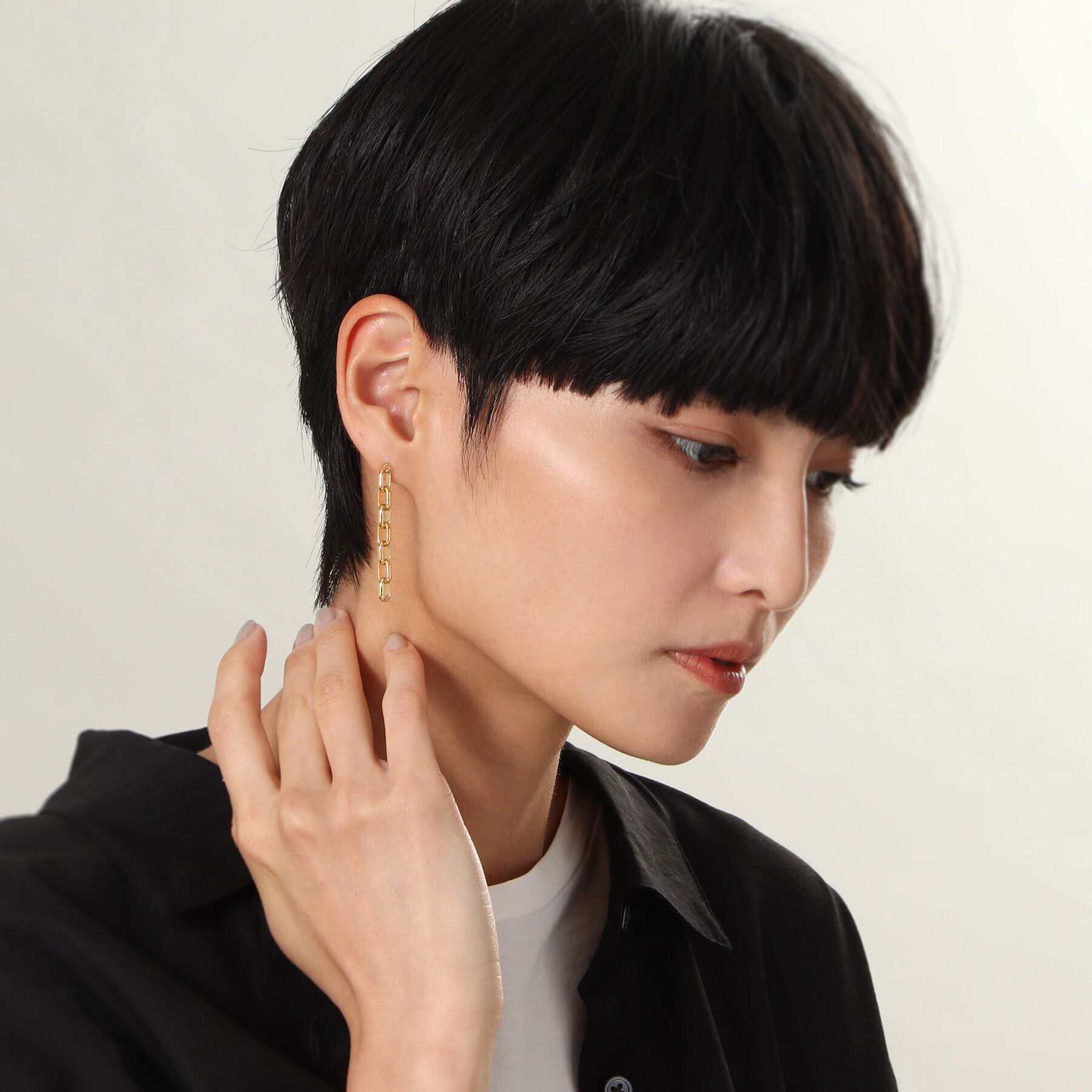 COCOSHNIK ONKITSCH「シルバー ドームチェーン ストレートピアス GP」|ピアス|