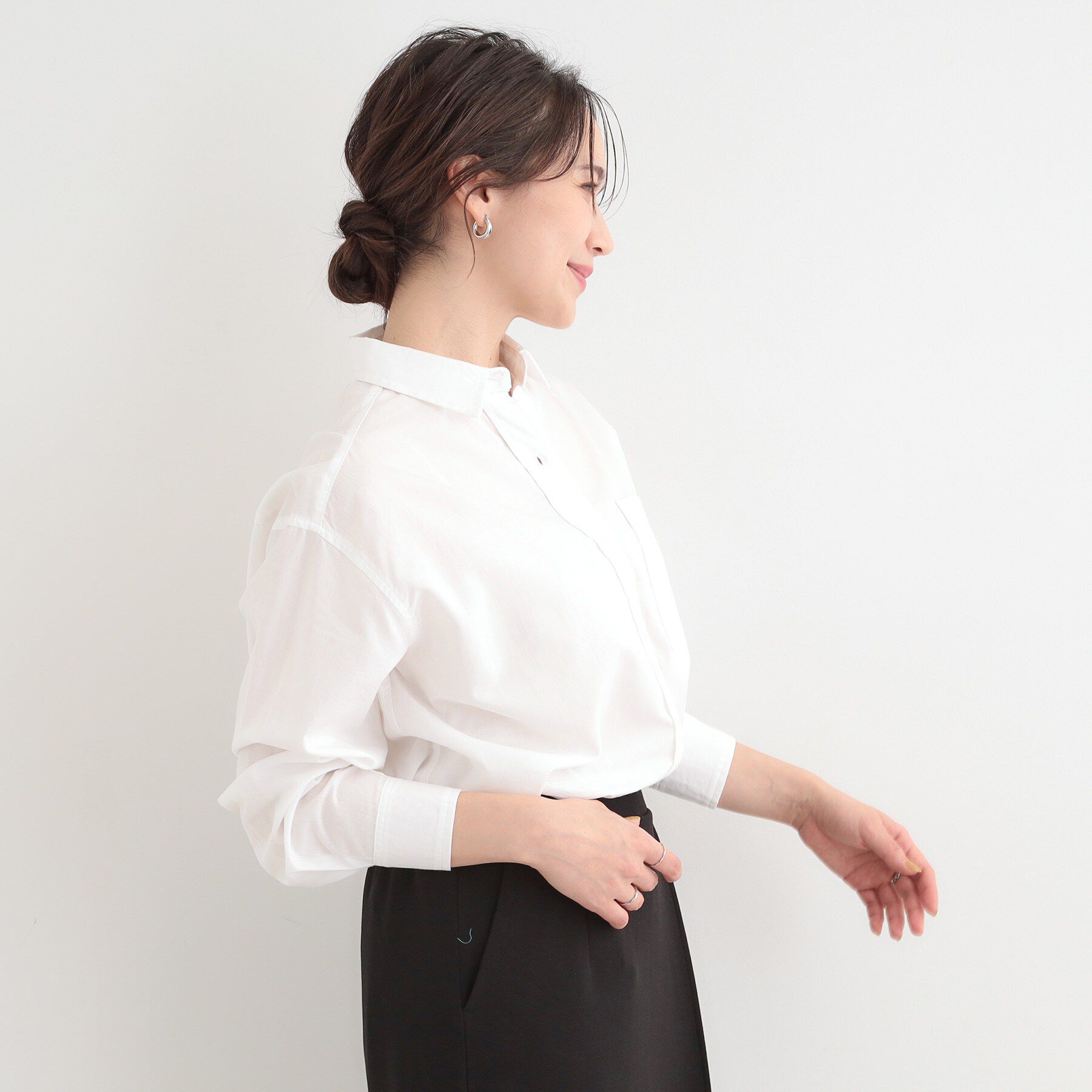 SHOO･LA･RUE「【選べる色・柄/S-LL】通年使える レギュラーカラーシャツ」|シャツ・ブラウス|