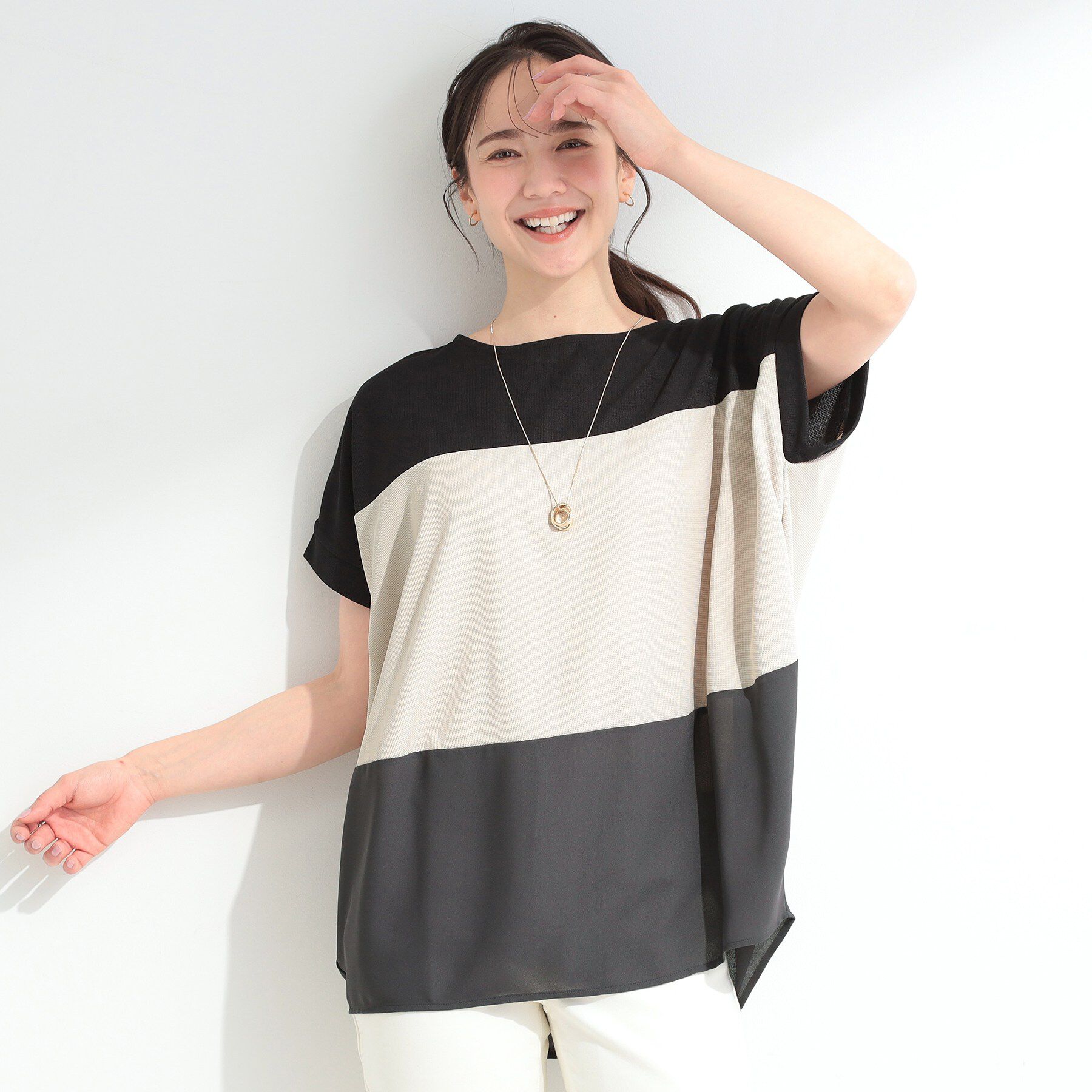 SHOO･LA･RUE「【S-LL/洗濯機可】3段切り替え ドルマントップス」|Tシャツ・カットソー|