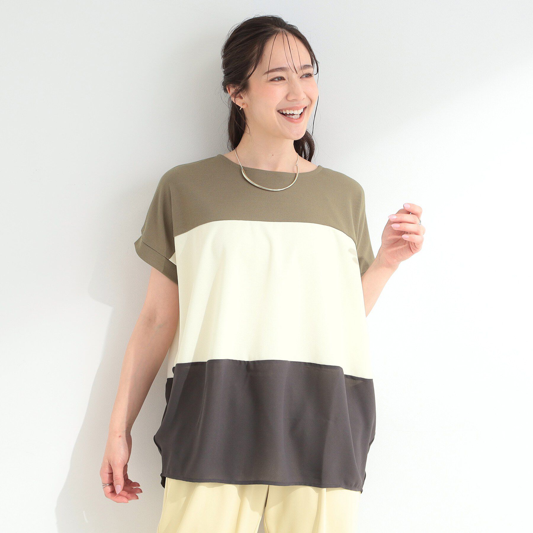 SHOO･LA･RUE「【S-LL/洗濯機可】3段切り替え ドルマントップス」|Tシャツ・カットソー|