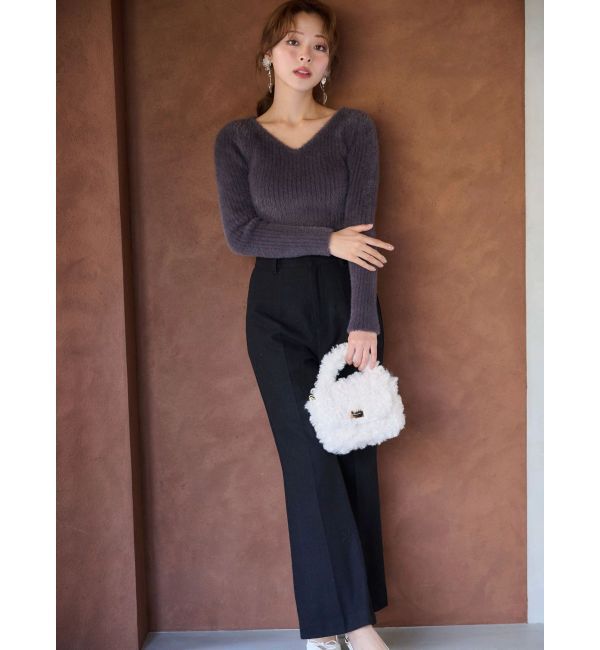 MERCURYDUO「ミニシャギーVネッククロップドニット」|ニット・セーター|