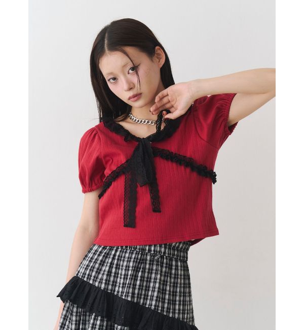 jouetie「レースドッキングパフスリトップス」|Tシャツ・カットソー|