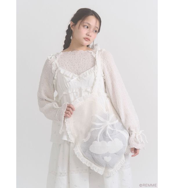 merry jenny「Cherry heart knit tote」|トートバッグ|