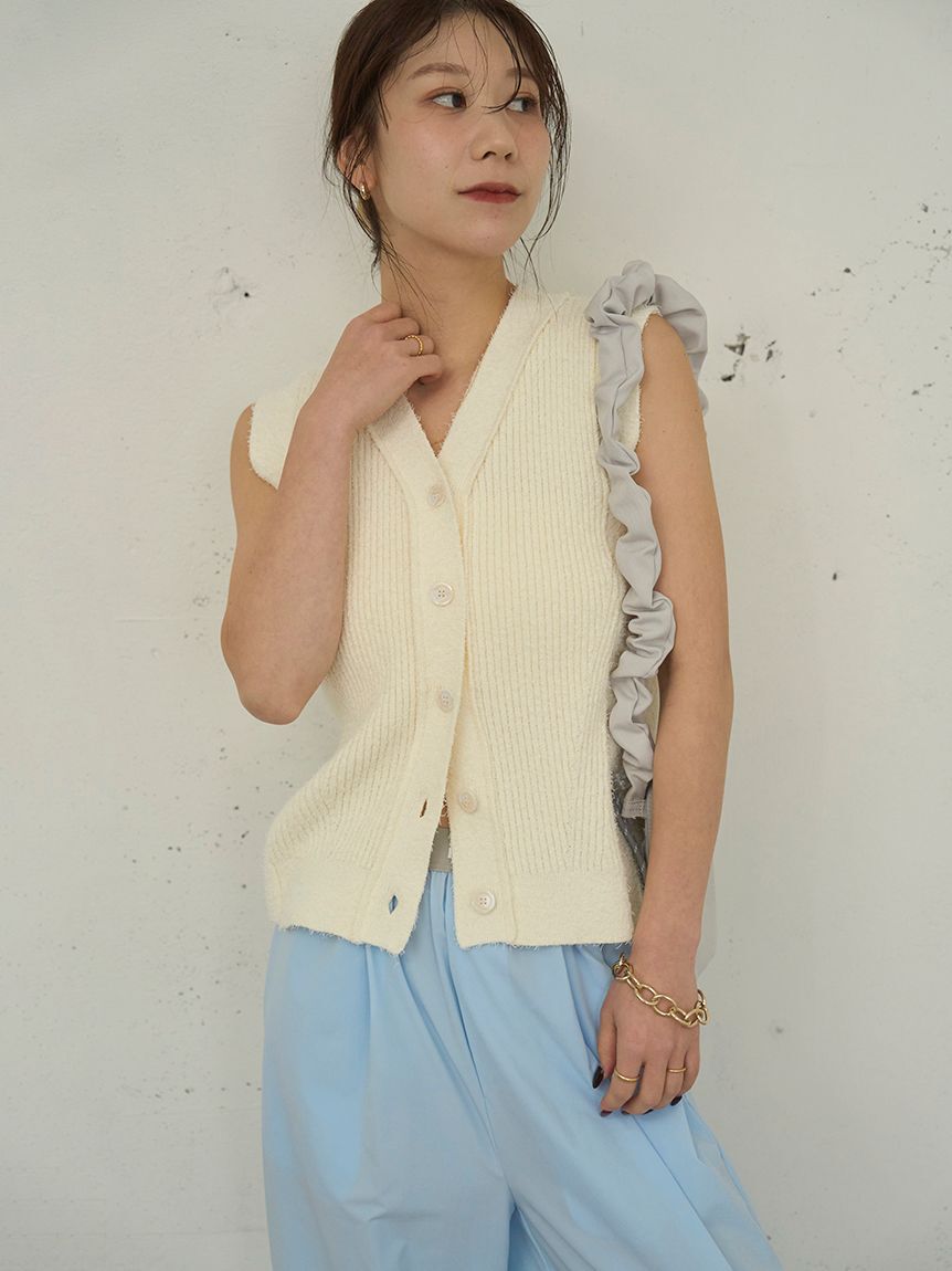 emmi atelier「ツノヤーンリブニットベスト」|ニット・セーター|OWHT