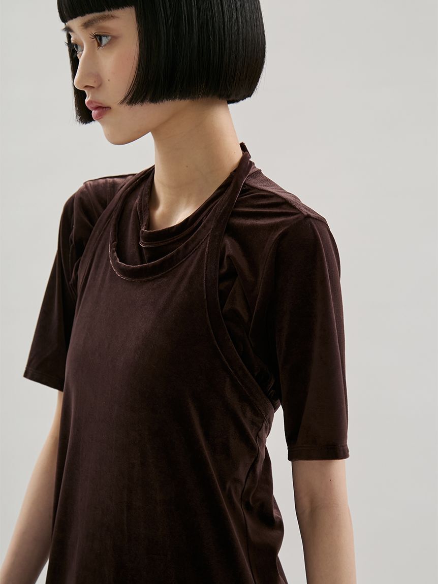 emmi atelier「ベロアTシャツ&times;ホルターネックワンピースセット」|ワンピース|