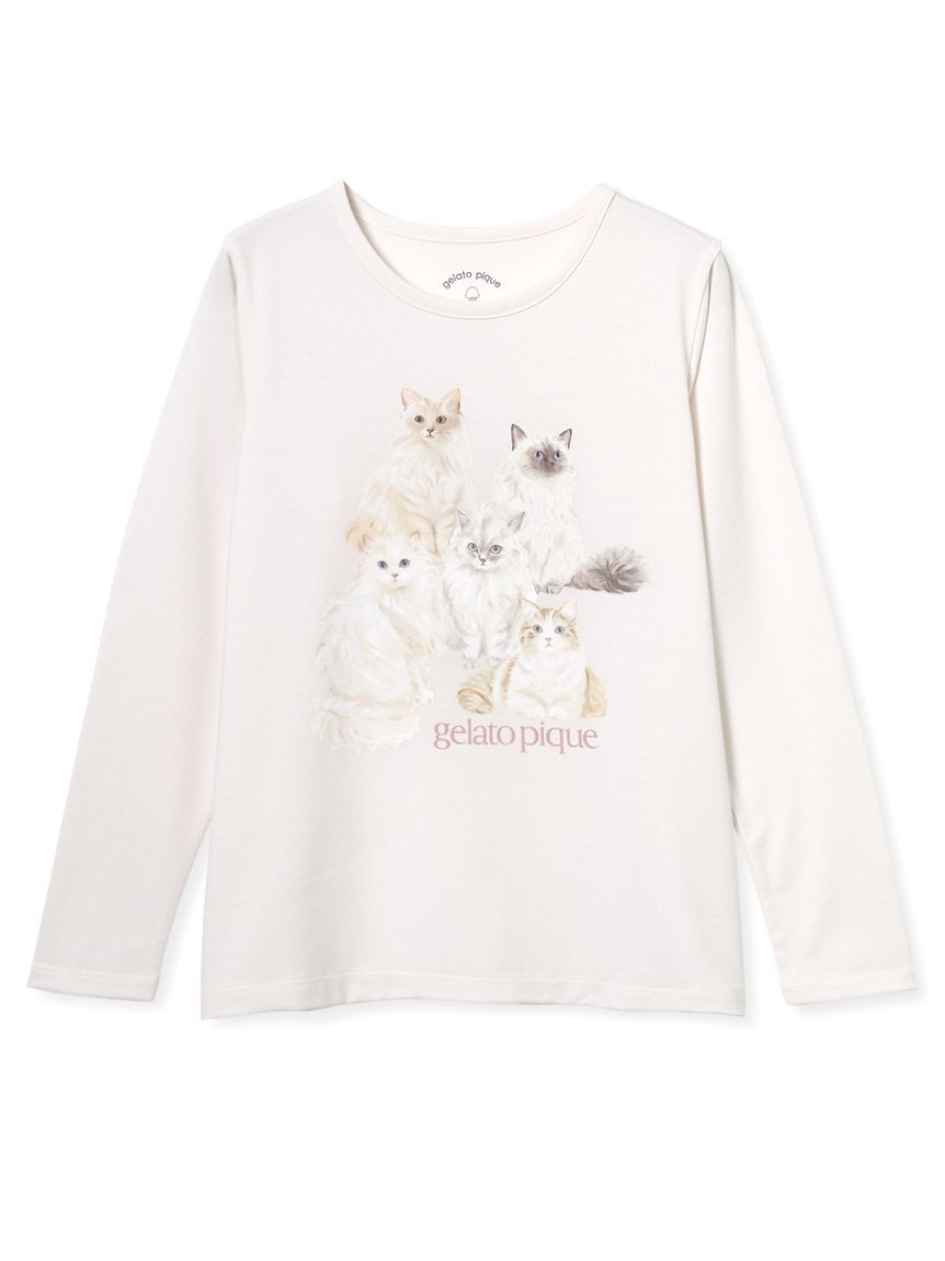 GELATO PIQUE KIDS & BABY「【JUNIOR】フラワーキャット柄プルオーバー&ロングパンツセット」|ルームウェア|