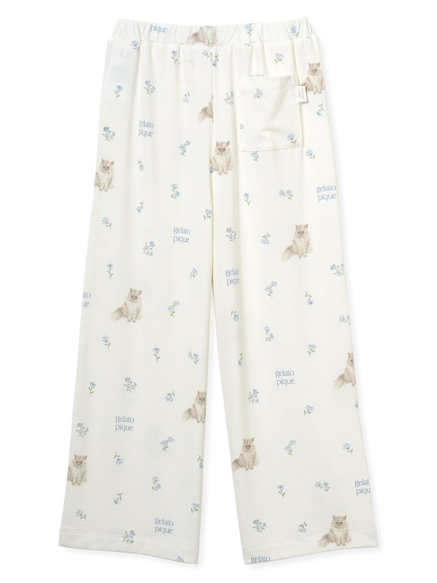 GELATO PIQUE KIDS & BABY「【JUNIOR】フラワーキャット柄プルオーバー&ロングパンツセット」|ルームウェア|