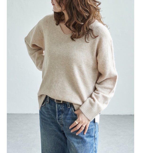 Lbc with Life「アンゴラコンVネックニット」|カーディガン|ベージュ