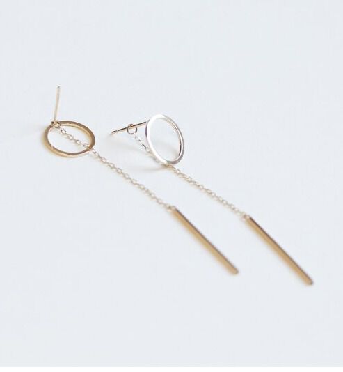  「ゴールド オープンサークル & ライン ピアス | K10YG」|ピアス|