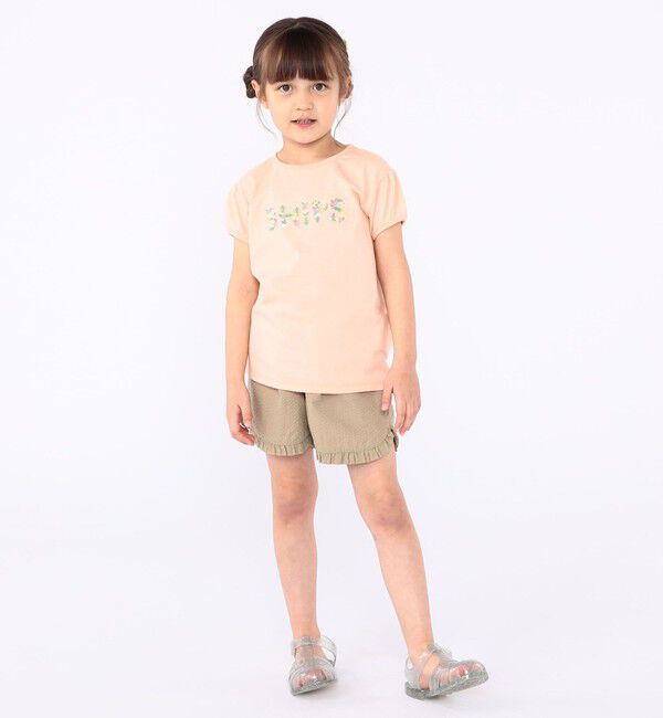 SHIPS KIDS「SHIPS KIDS:100～130cm / ガーリー 刺繍 ロゴ Tシャツ」|Tシャツ・カットソー|