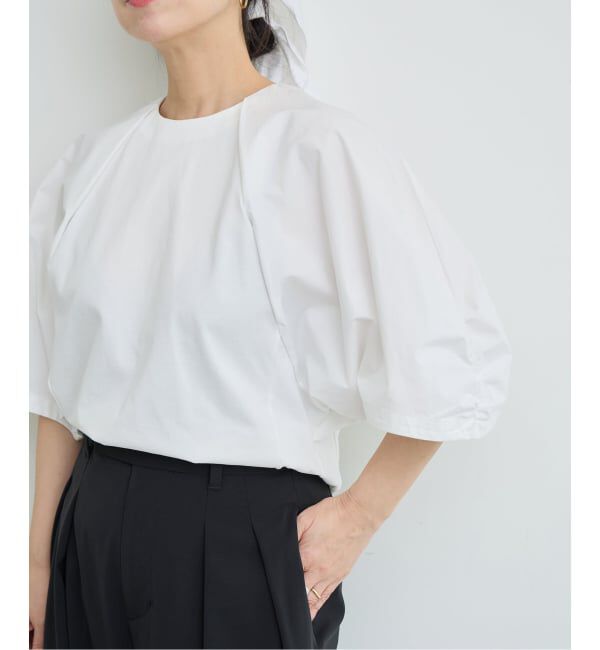IENA LA BOUCLE「《洗濯機洗い可》IENA LA BOUCLE タイプライターコンビプルオーバー」|Tシャツ・カットソー|ホワイト