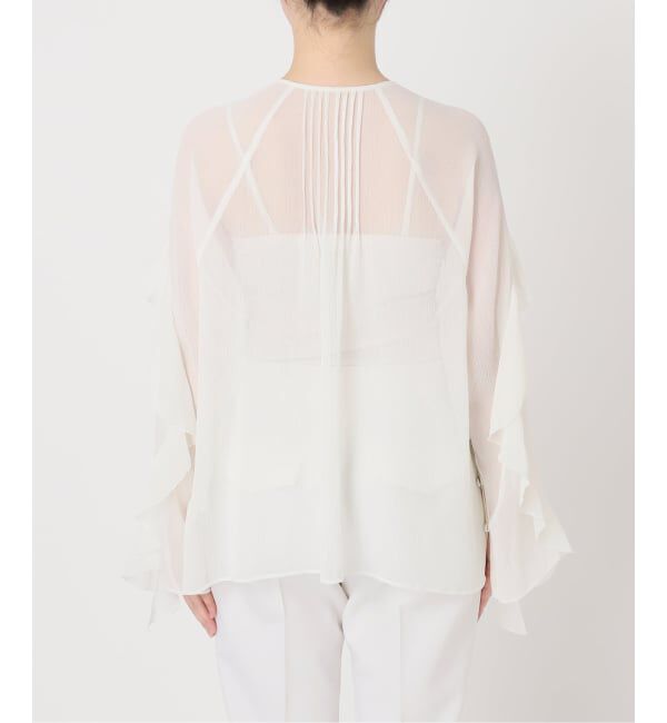 NOBLE「《WEB&ルミネ新宿店限定追加》【NOBLE&times;L'AUBE BLANC】楊柳フリル梯子刺繍ブラウス」|シャツ・ブラウス|