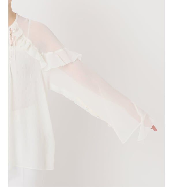 NOBLE「《WEB&ルミネ新宿店限定追加》【NOBLE&times;L'AUBE BLANC】楊柳フリル梯子刺繍ブラウス」|シャツ・ブラウス|