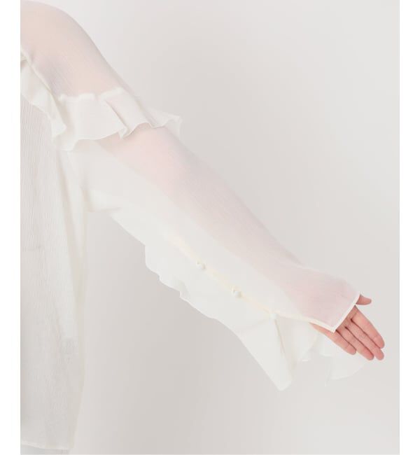 NOBLE「《WEB&ルミネ新宿店限定追加》【NOBLE&times;L'AUBE BLANC】楊柳フリル梯子刺繍ブラウス」|シャツ・ブラウス|
