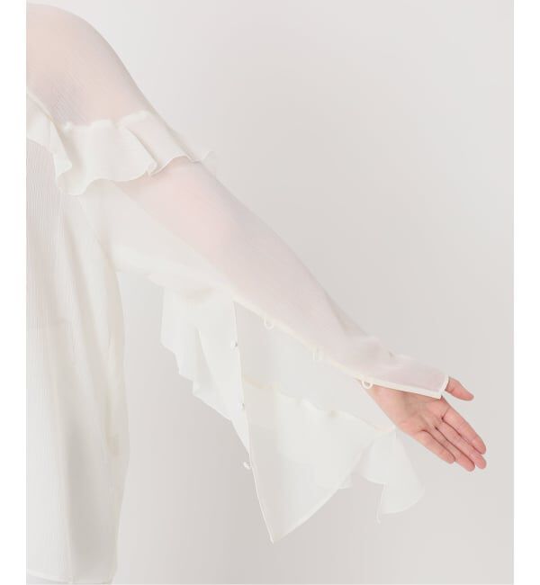 NOBLE「《WEB&ルミネ新宿店限定追加》【NOBLE&times;L'AUBE BLANC】楊柳フリル梯子刺繍ブラウス」|シャツ・ブラウス|