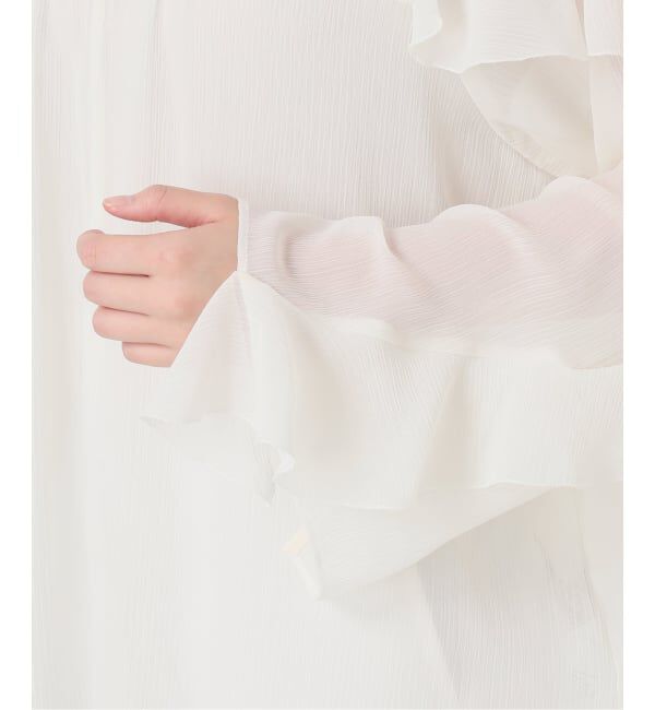 NOBLE「《WEB&ルミネ新宿店限定追加》【NOBLE&times;L'AUBE BLANC】楊柳フリル梯子刺繍ブラウス」|シャツ・ブラウス|