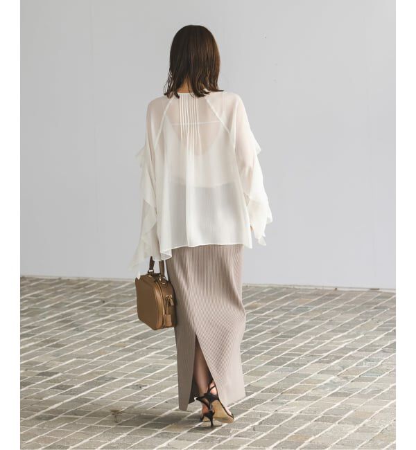 NOBLE「《WEB&ルミネ新宿店限定追加》【NOBLE&times;L'AUBE BLANC】楊柳フリル梯子刺繍ブラウス」|シャツ・ブラウス|