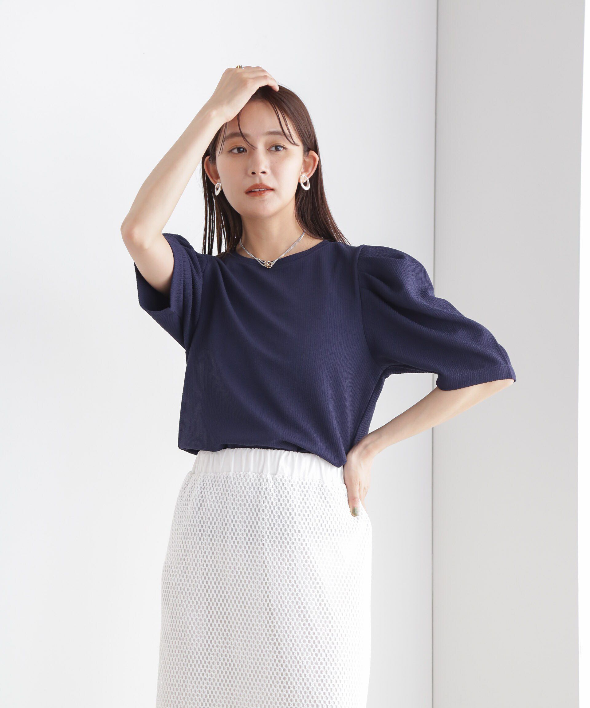 nano･universe「ショルダーギャザーデザイントップス」|Tシャツ・カットソー|