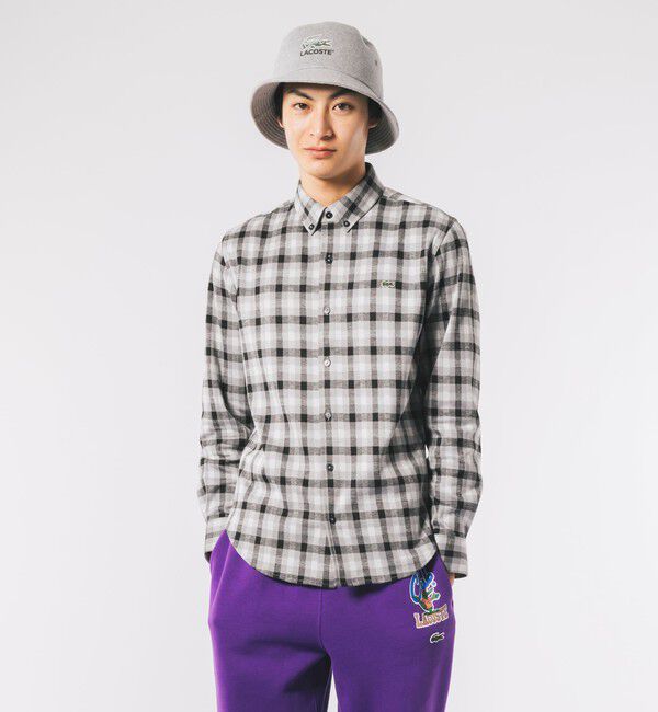 LACOSTE「チェックジャージシャツ」|シャツ・ブラウス|グレー