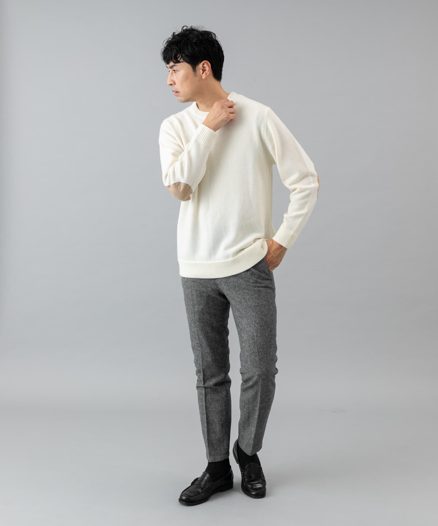 URBAN RESEARCH ROSSO「『XLサイズあり』ハミルトンラムズウールエルボーパッチニット」|ニット・セーター|